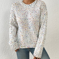 Women's Colorful Crew Neck Loose Sweater