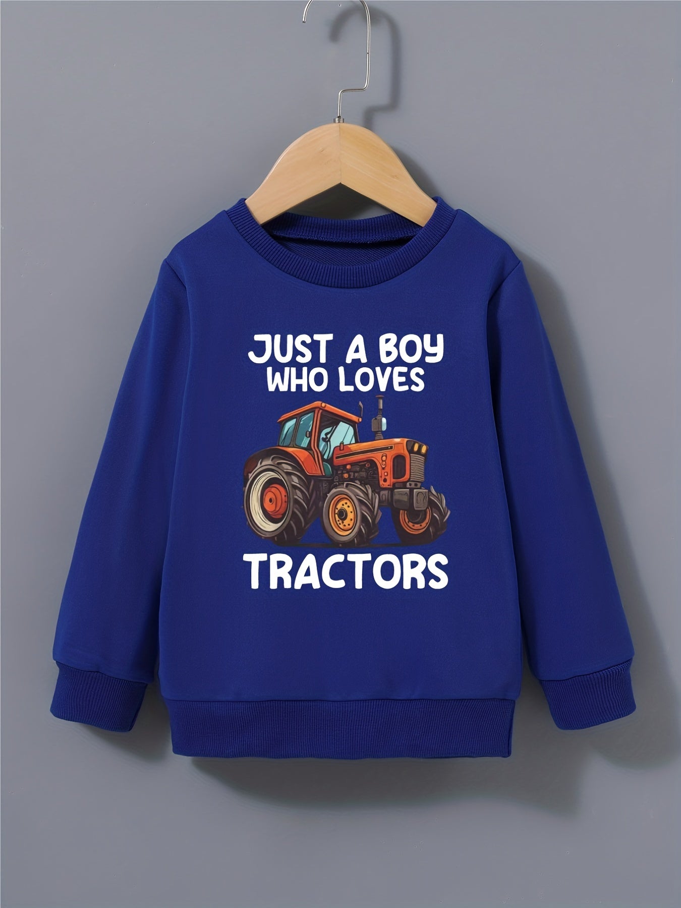 Boys Tractor Sweatshirt Long Sleeve Pullover Top