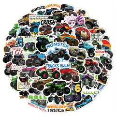 50 Monster Truck Stickers for Helmets Skateboards Water Bottles Laptops