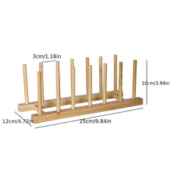 Bamboo Kitchen Organizer Plate Bowl Cup Pot Lid Cutting Board Drain Rack