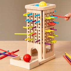 Kids 3-in-1 Wooden Math Puzzle Toy with 40 Sticks & 5 Balls
