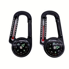 Multifunctional 3-in-1 Aluminum Keychain Carabiner w/ Compass Thermometer