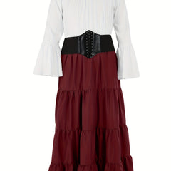 Bell Sleeve Corset Maxi Dress