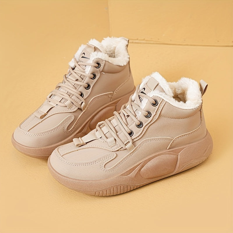 Women's Snow Boots Faux Fur Lining Thermal Winter Ankle High Shoes
