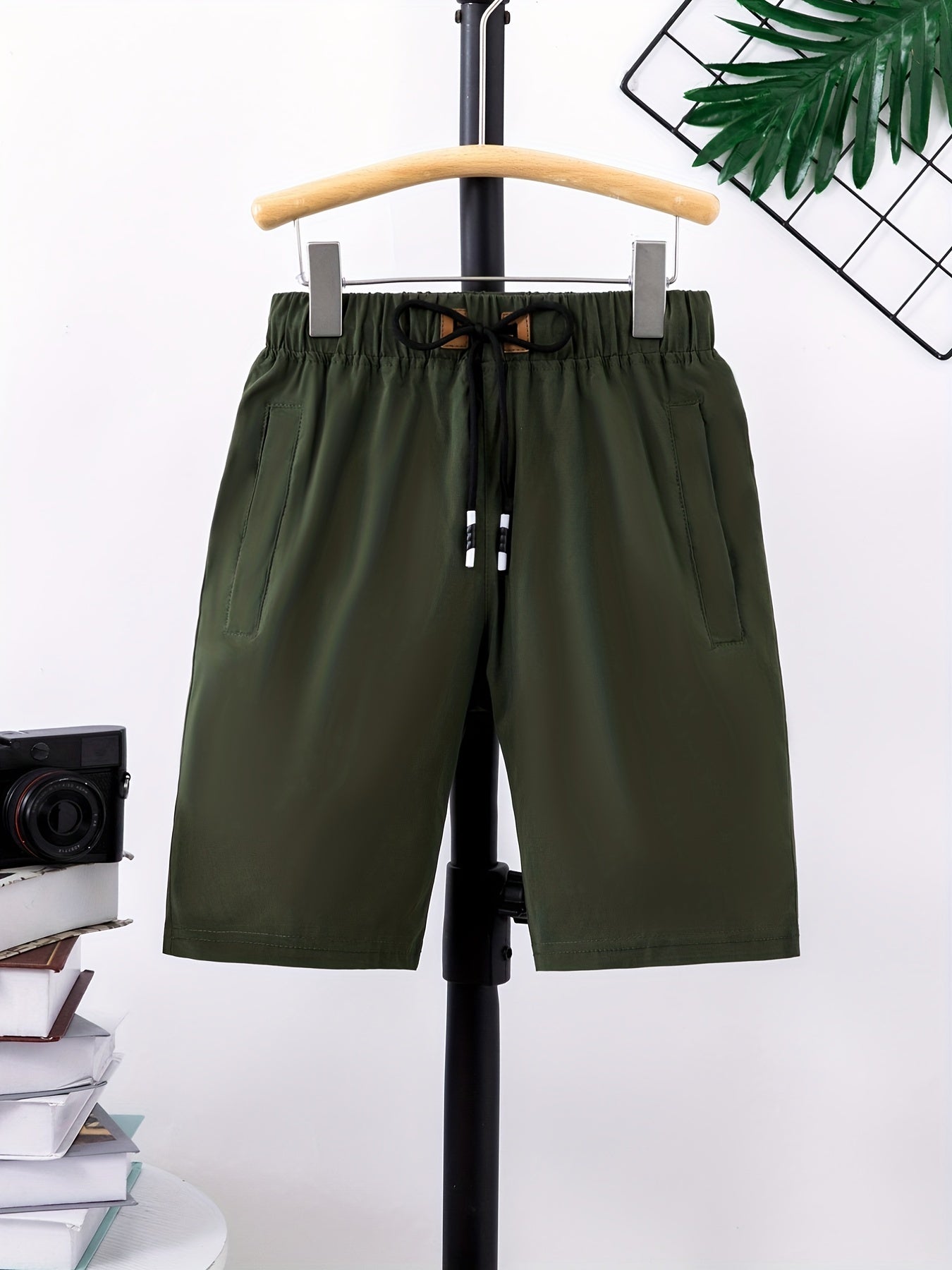 Boys Solid Shorts Elastic Waist Drawstring Quick-drying Casual Summer Outdoor