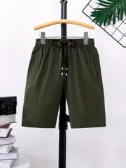 Boys Solid Shorts Elastic Waist Drawstring Quick-drying Casual Summer Outdoor