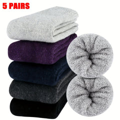 5 Pairs Thick Knit Thermal Socks Women's Mid Tube Stockings