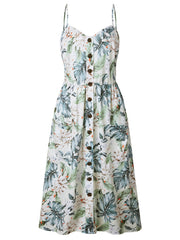 Sunflower Print Button Up Cami Shirt Dress Women's Plus Medium