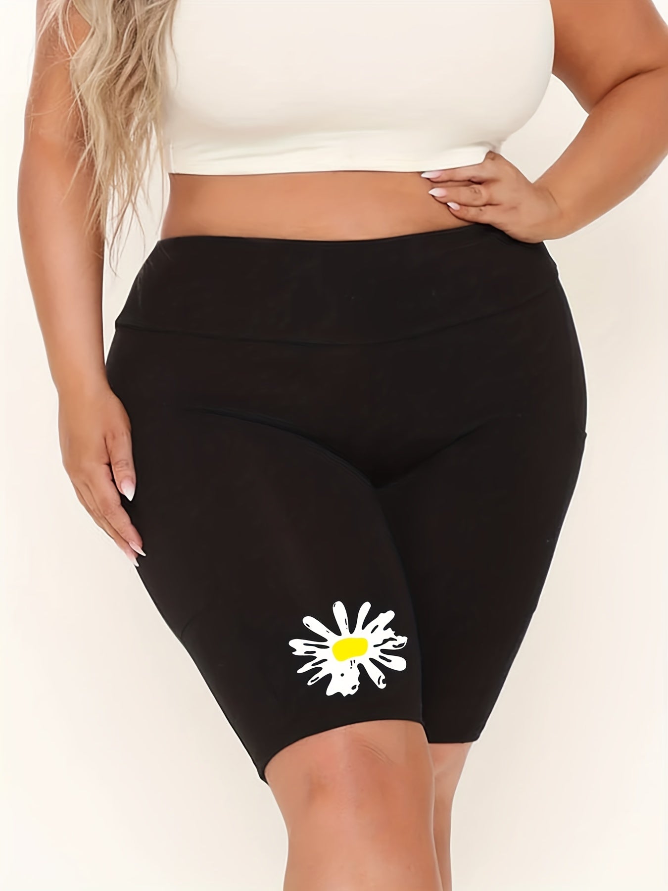 Women's Plus Floral Print High Rise Biker Shorts