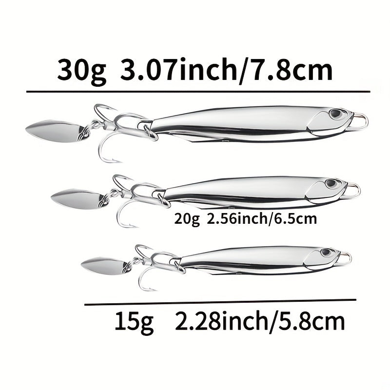 5pcs Electroplated Jigbaits with Rotating Sequin Sea Fishing Tackle 15g 20g 30g