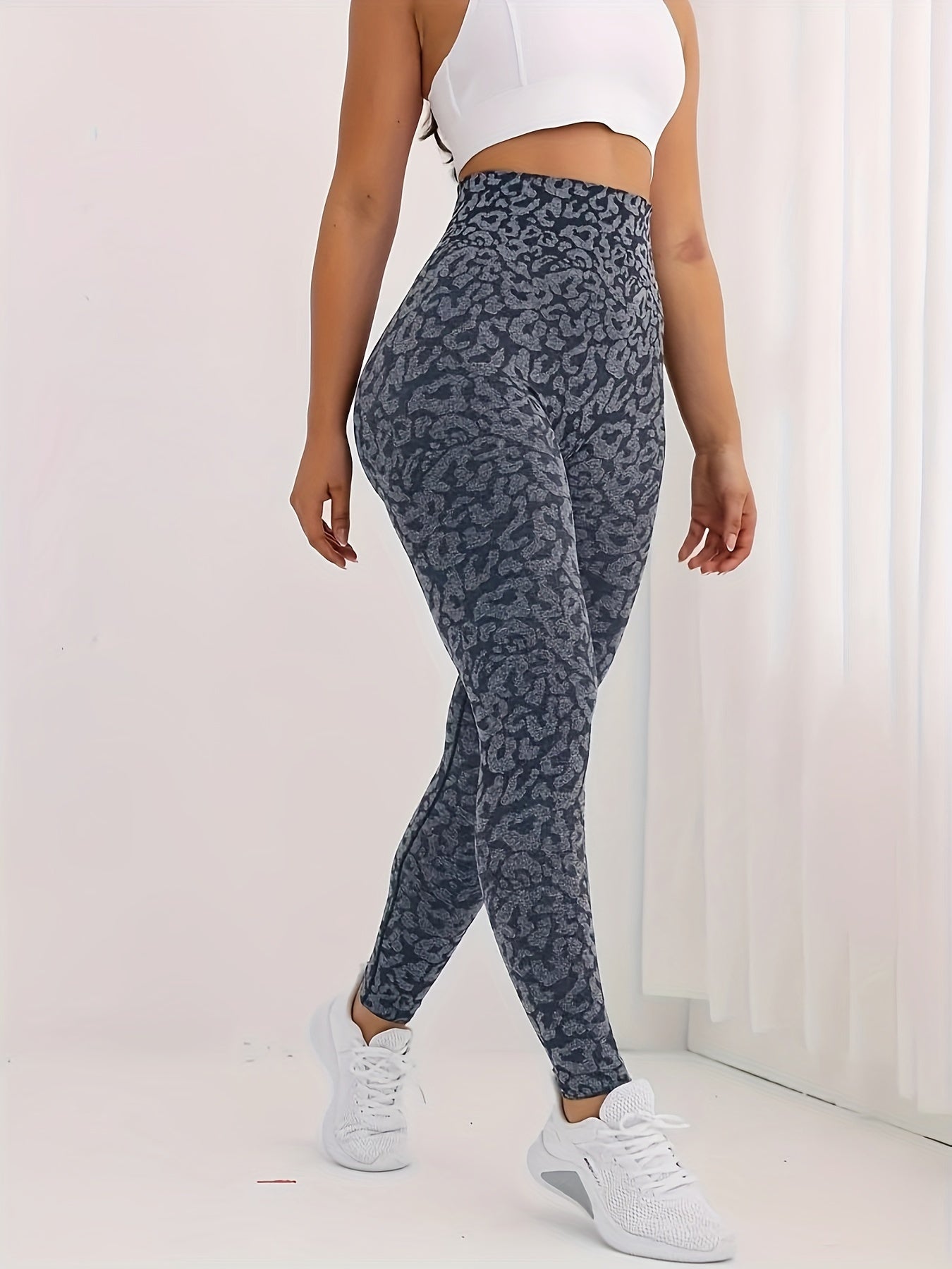 Leopard High Waist Butt Lifting Yoga Leggings Slim Fit Tummy Control Pants