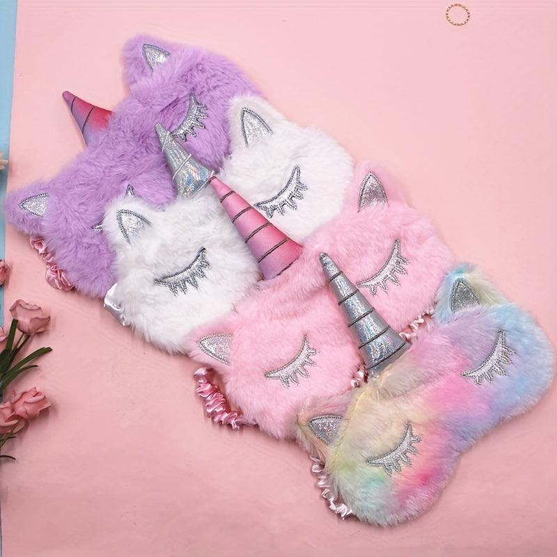 Cartoon Monocerous Horse Eye Mask Plush Blackout Sleep Mask