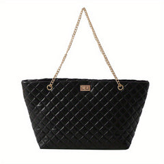 Women's Quilted Shoulder Bag Turn Lock Chain Bag