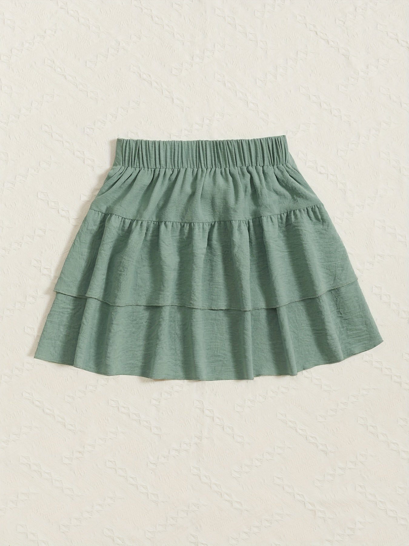 Girls Lace up Layered Casual Skirt Elastic Waist Cake Skirt
