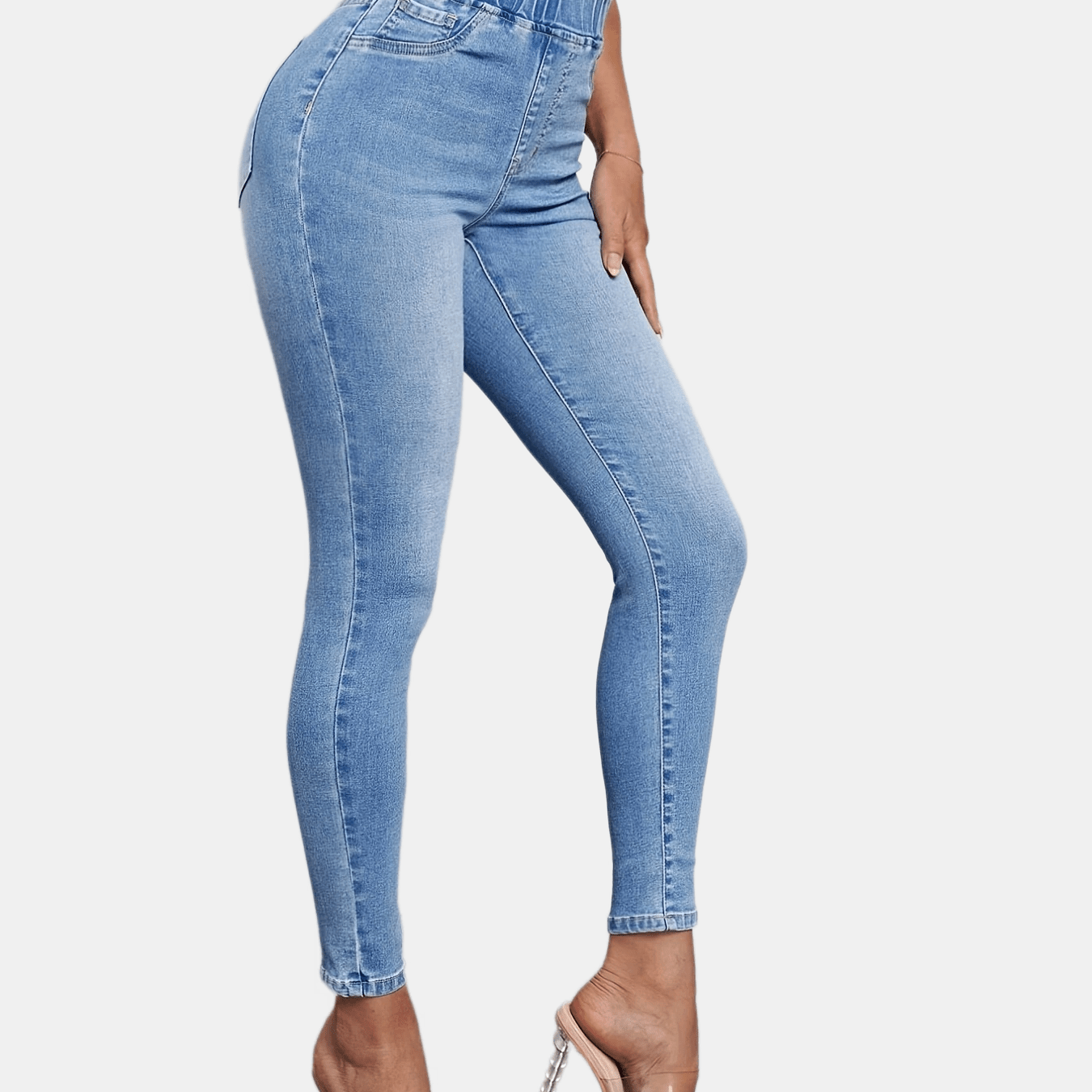 High Waist Skinny Jeans with Slash Pocket