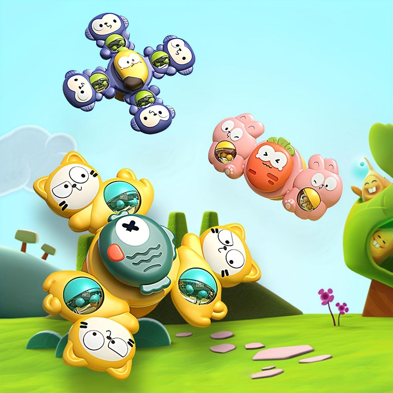 Baby Suction Cup Spinner Toy 360 Rotating Rattle Cartoon Animal Toy