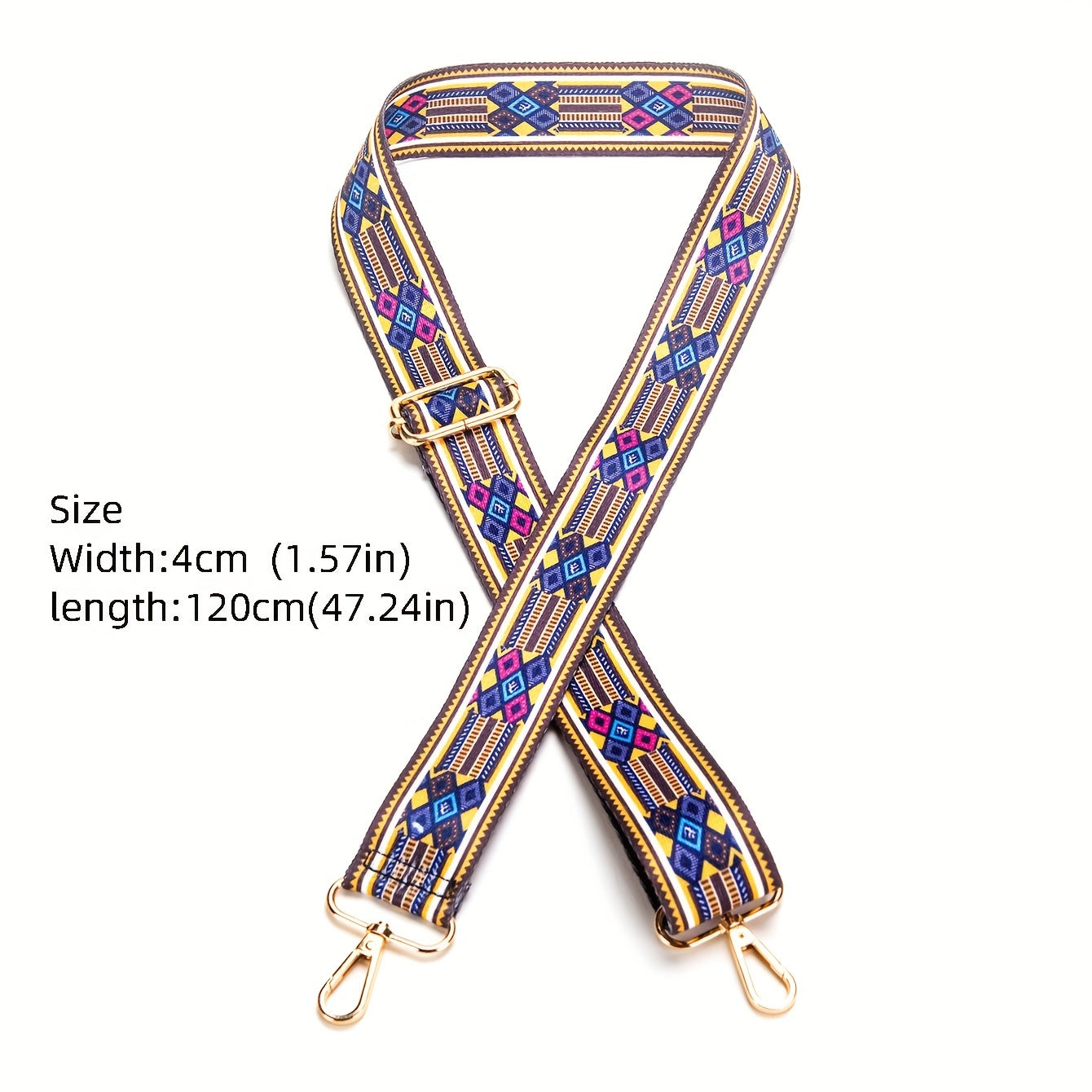 Boho Adjustable Shoulder Strap Geometric Pattern Replacement Belt Purse