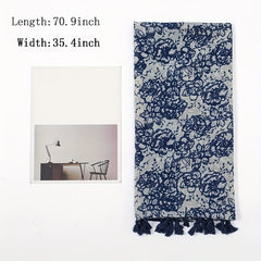 Vintage Flower Print Tassel Scarf Boho Shawl