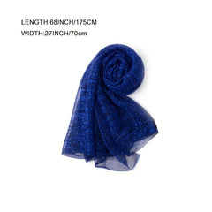 Pleated Sparkly Head Wrap Hijab Women Casual Scarf