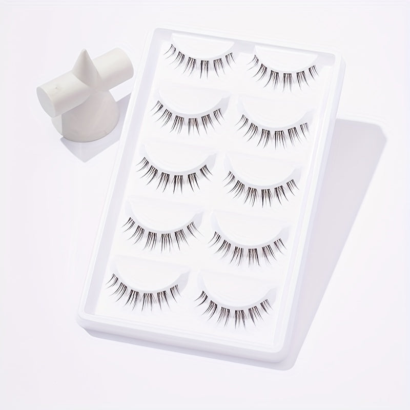 5 Pairs Brown Natural Spiky Cross False Eyelashes