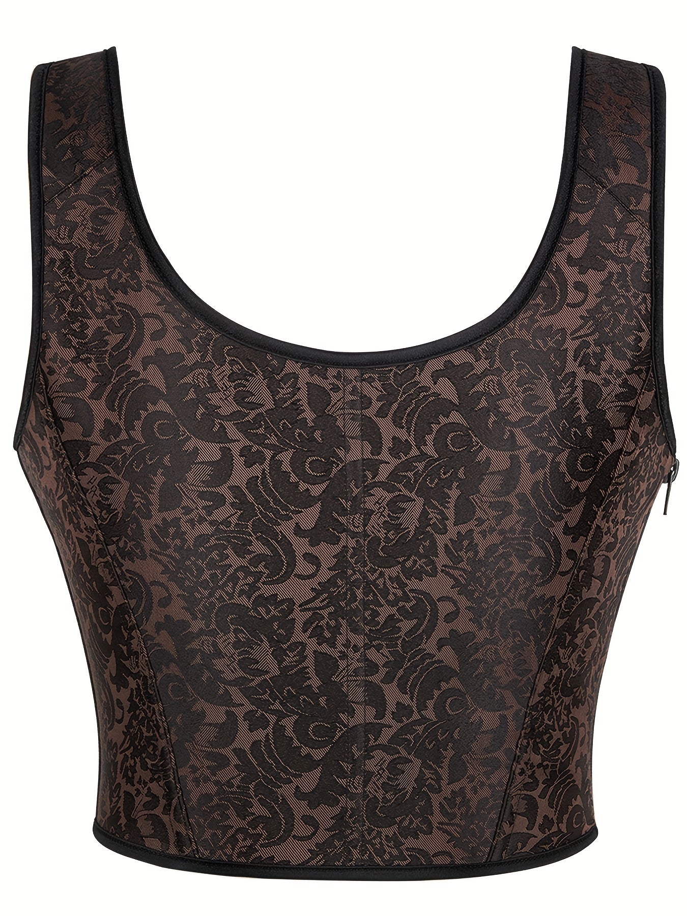 Jacquard Shaping Corset Tops Tummy Control Lace Up Slimmer Sleeveless Top