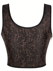 Jacquard Shaping Corset Tops Tummy Control Lace Up Slimmer Sleeveless Top