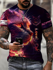 Men's 3D Cat Pattern Graphic T-shirt for Summer
