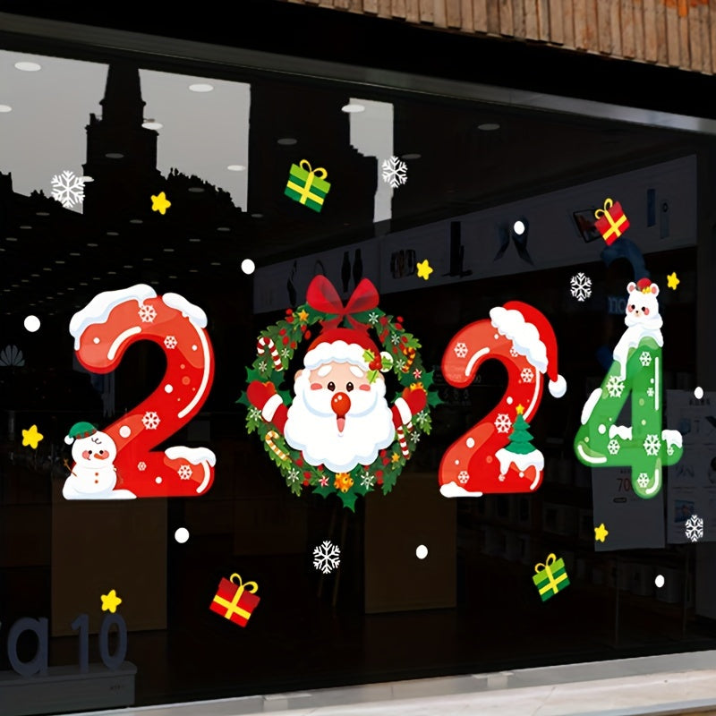 Christmas Wall Stickers Glass Door Santa Claus Window Stickers