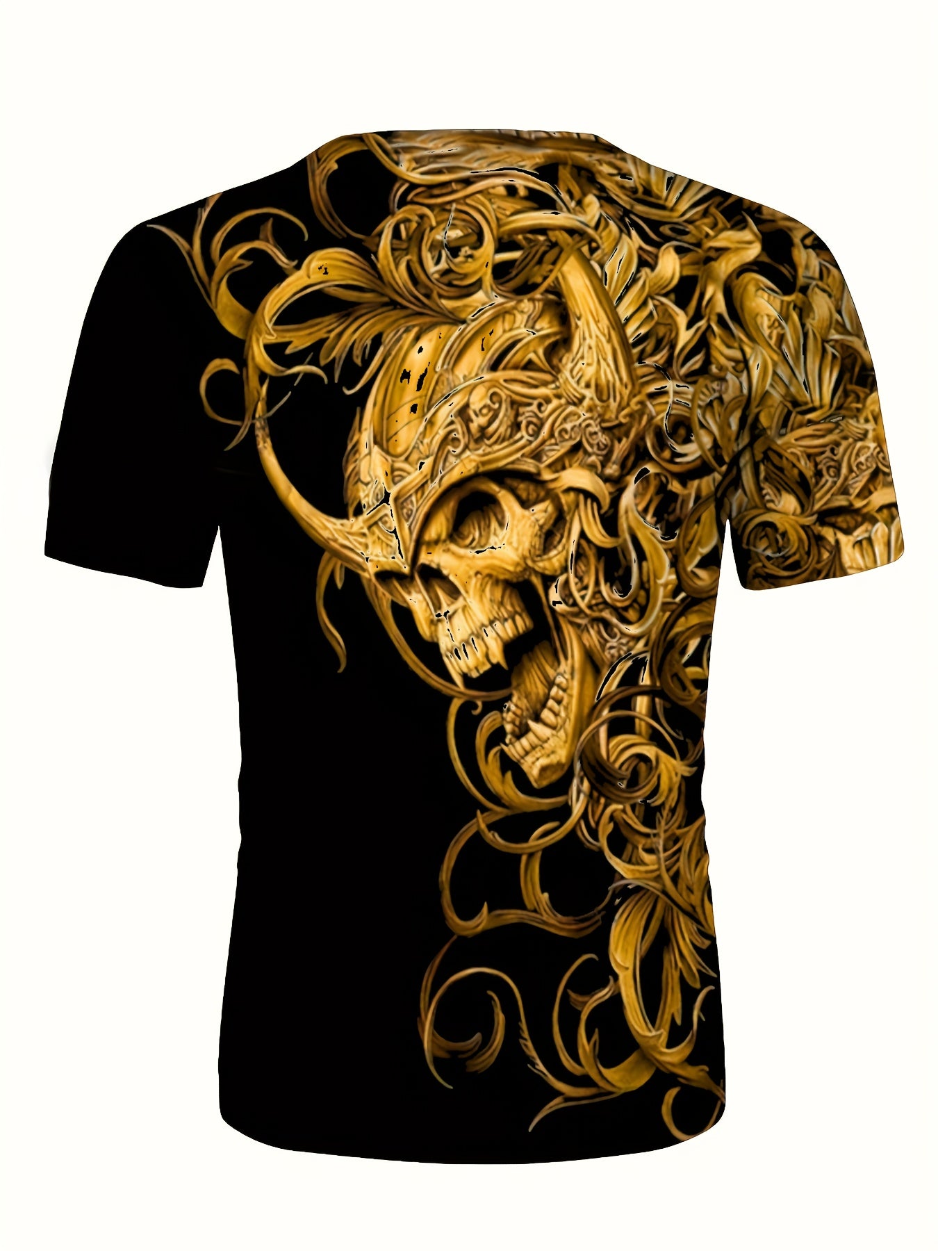 Golden Skull Pattern Men's Novelty T-shirt for Summer