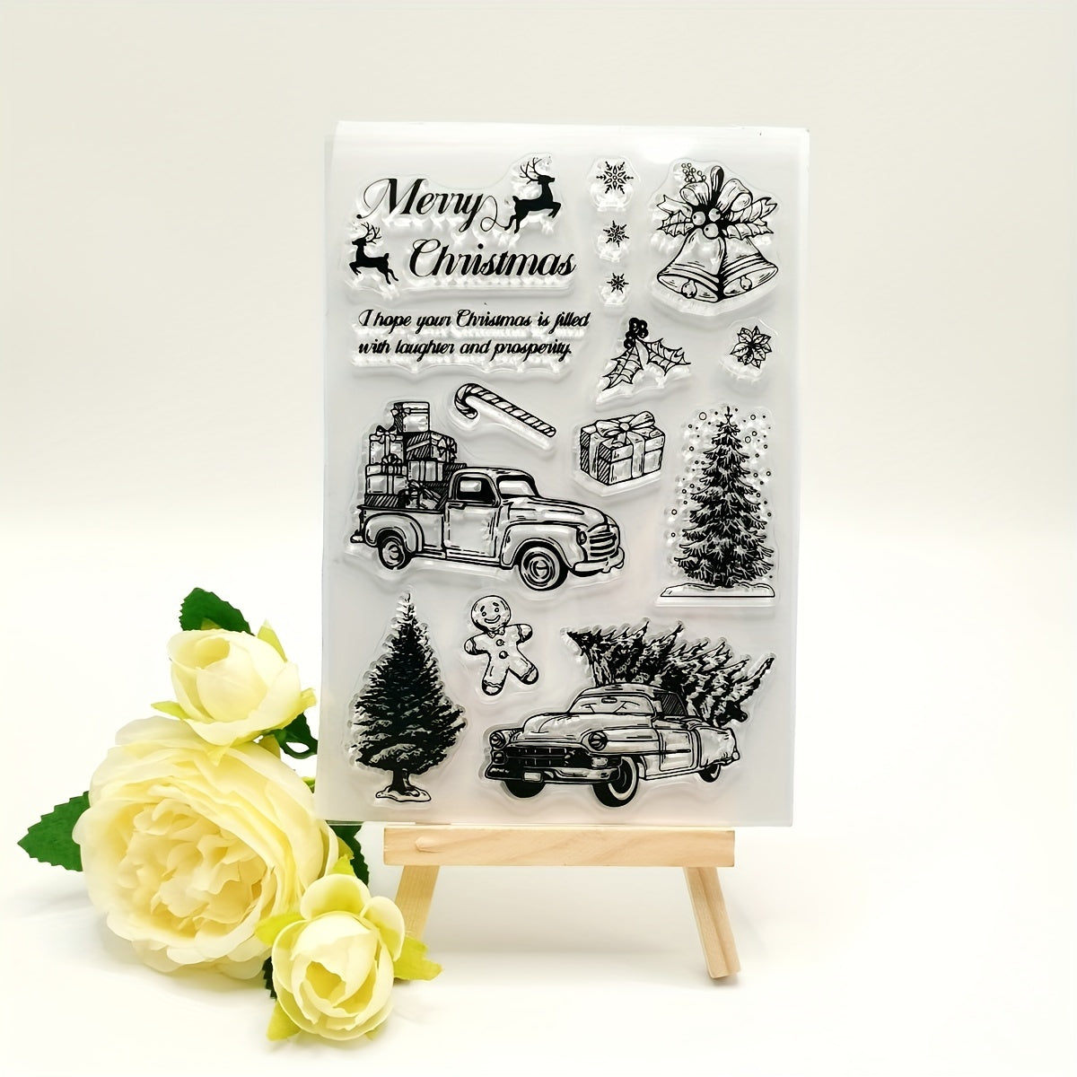 Christmas Word Bell Tree Truck Painting Tool Silicone Stamp