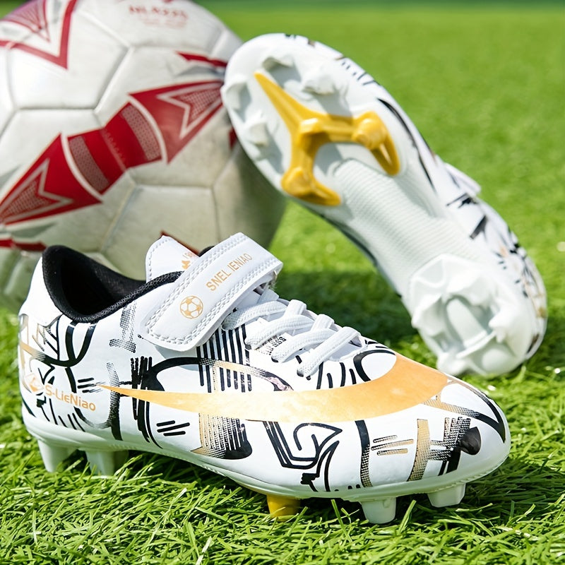 Youth Spiked Football Boots, Hook & Loop Fastener, Anti-Skid, Breathable