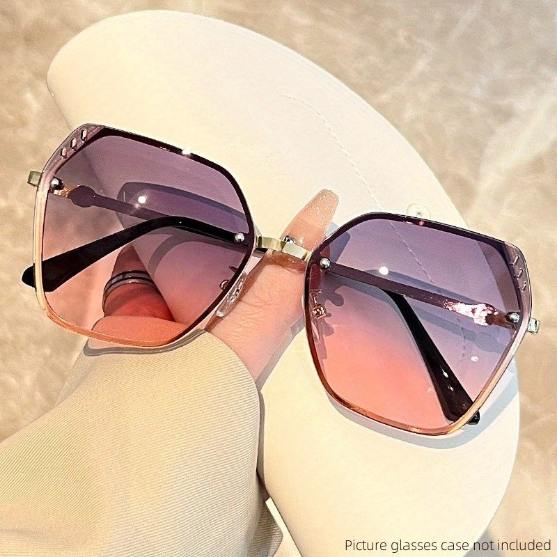 Rimless Gradient Sunglasses UV400 Protection Metal Sun Shades