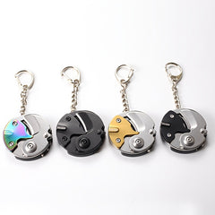 Men's Stainless Steel Keychain with Coin Holder