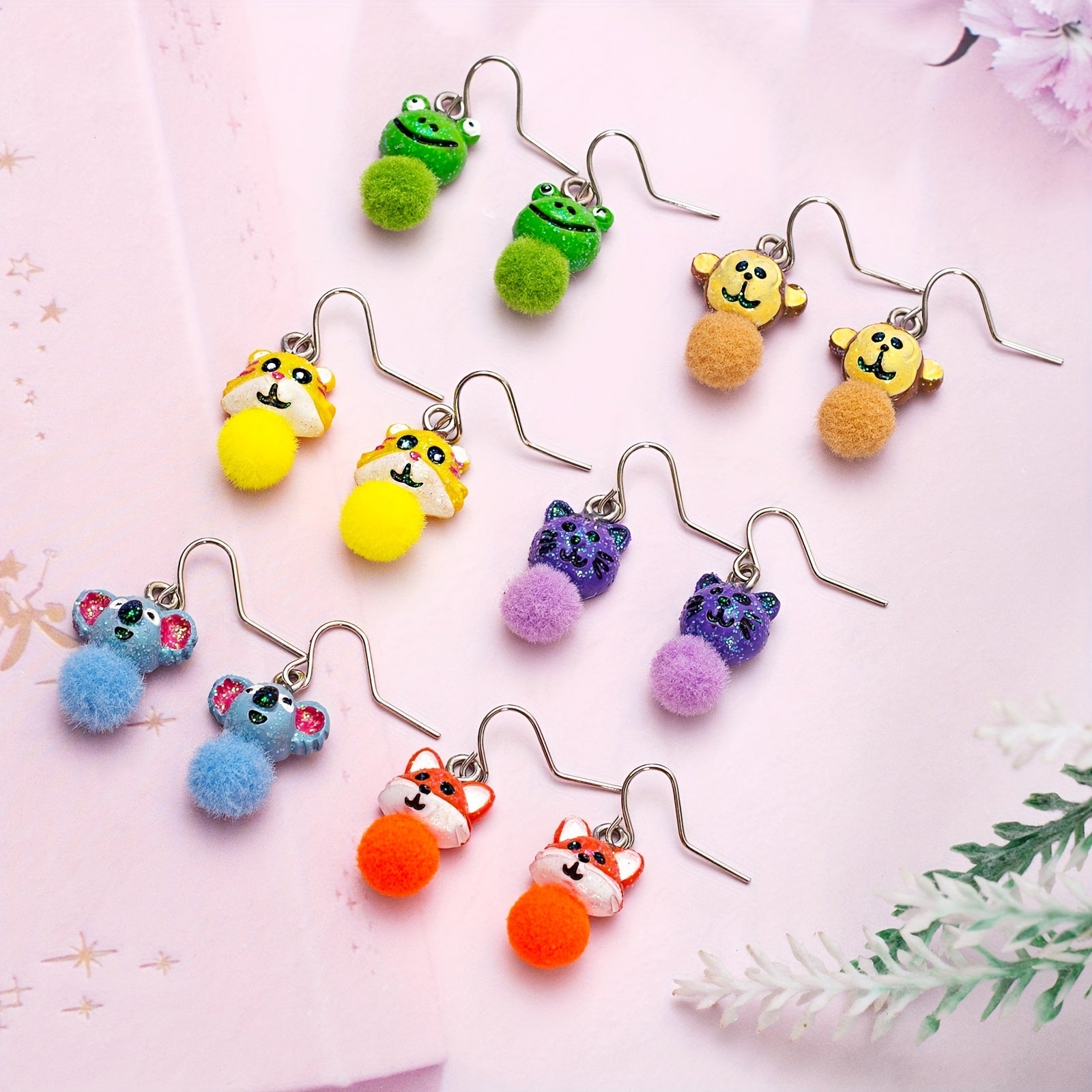 12 Pairs Funky Animals Cartoon Earrings for Men Women Boys Girls