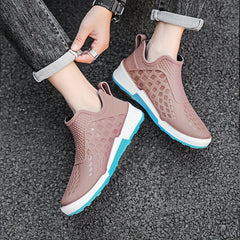 Men Low Top Block Rain Boots - Waterproof Non Slip Shoes