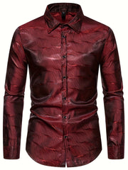 Men's Casual Dress Shirt Turn Down Collar Long Sleeve Regular Fit