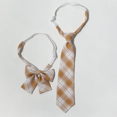 2pcs Plaid Bow Tie Neck Tie Orange Bow Tie For Women Dress Shirt