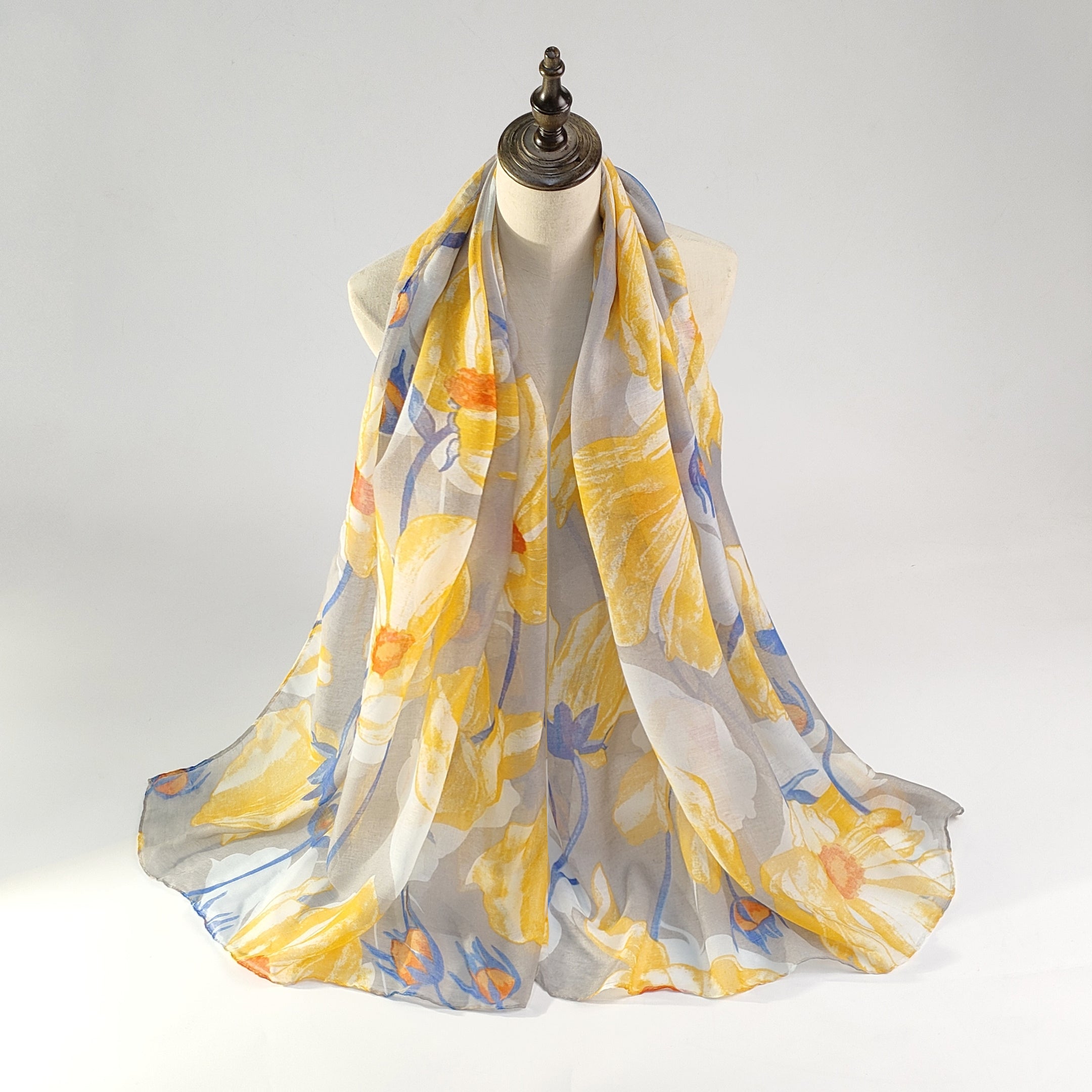 Flower Print Voile Scarf Hijab Boho Shawl Casual Head Wrap Turban