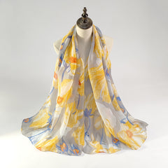 Flower Print Voile Scarf Hijab Boho Shawl Casual Head Wrap Turban