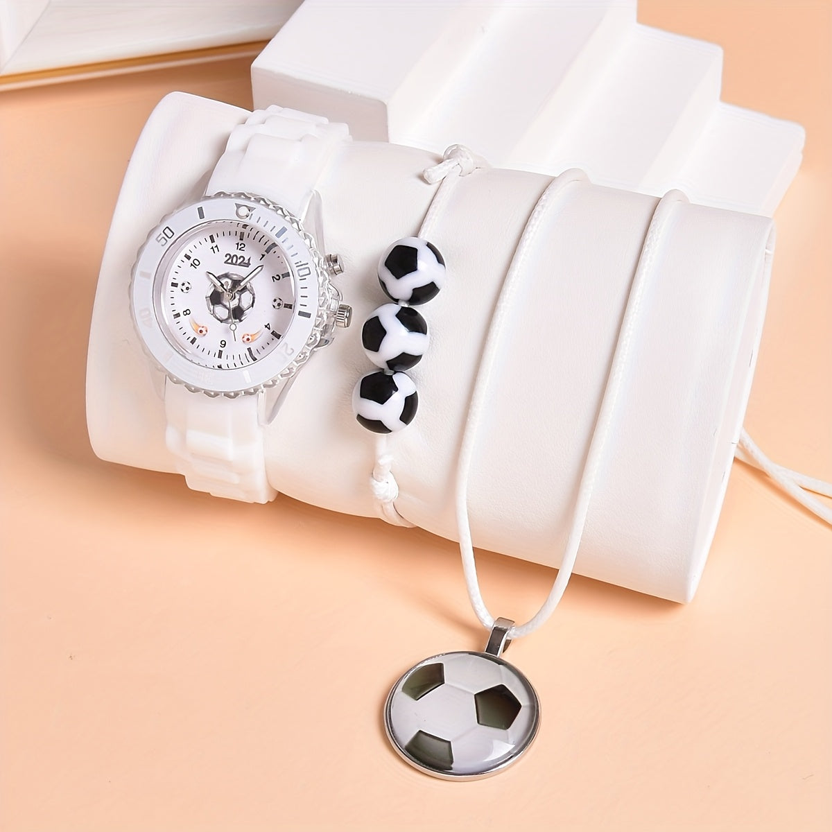 3pcs LED Sports Watch Set for Boys Soccer Theme