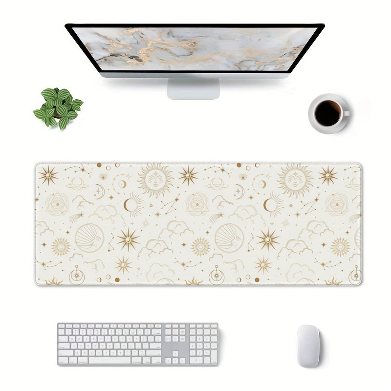 Boho Sun Moon Large Mouse Pad XXL Magic Mystical Galaxy Stars Clouds Desk Mat