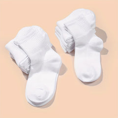 10 Pairs Kids Crew Socks Soft Breathable Children's Daily Wear Socks