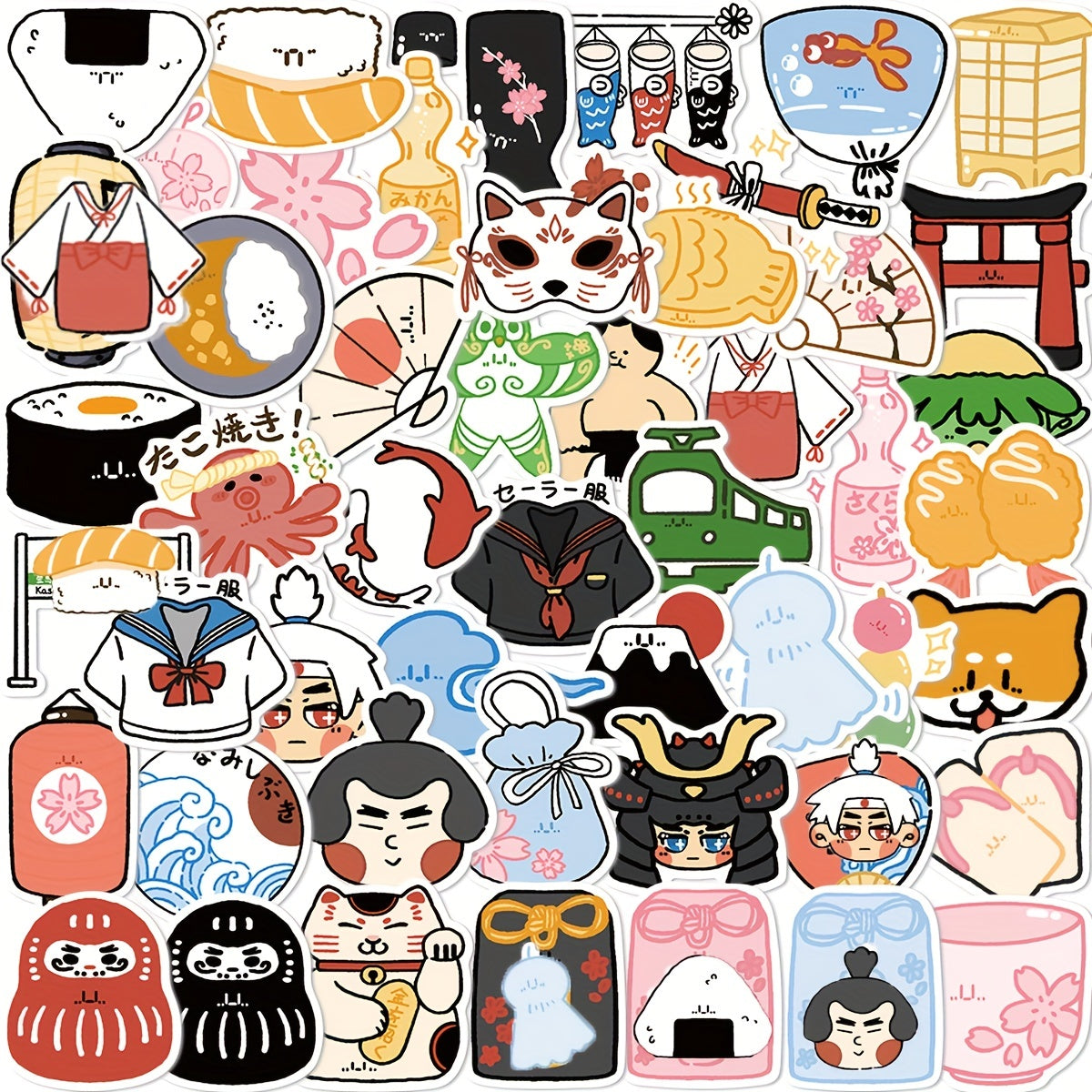 50 Japanese Small Things Doodle Stickers Learning Toy DIY Party Stickers