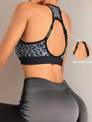 Leopard Print Sports Bra Sleeveless Tank Top Women's Activewear
