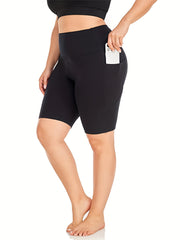 High Rise Skinny Biker Shorts With Pockets