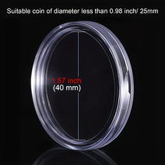20pcs Coin Holder Capsules Clear Round Plastic Coin Container Case