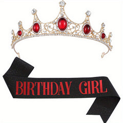 Crystal Headband Queen Crown Set Birthday Headdress