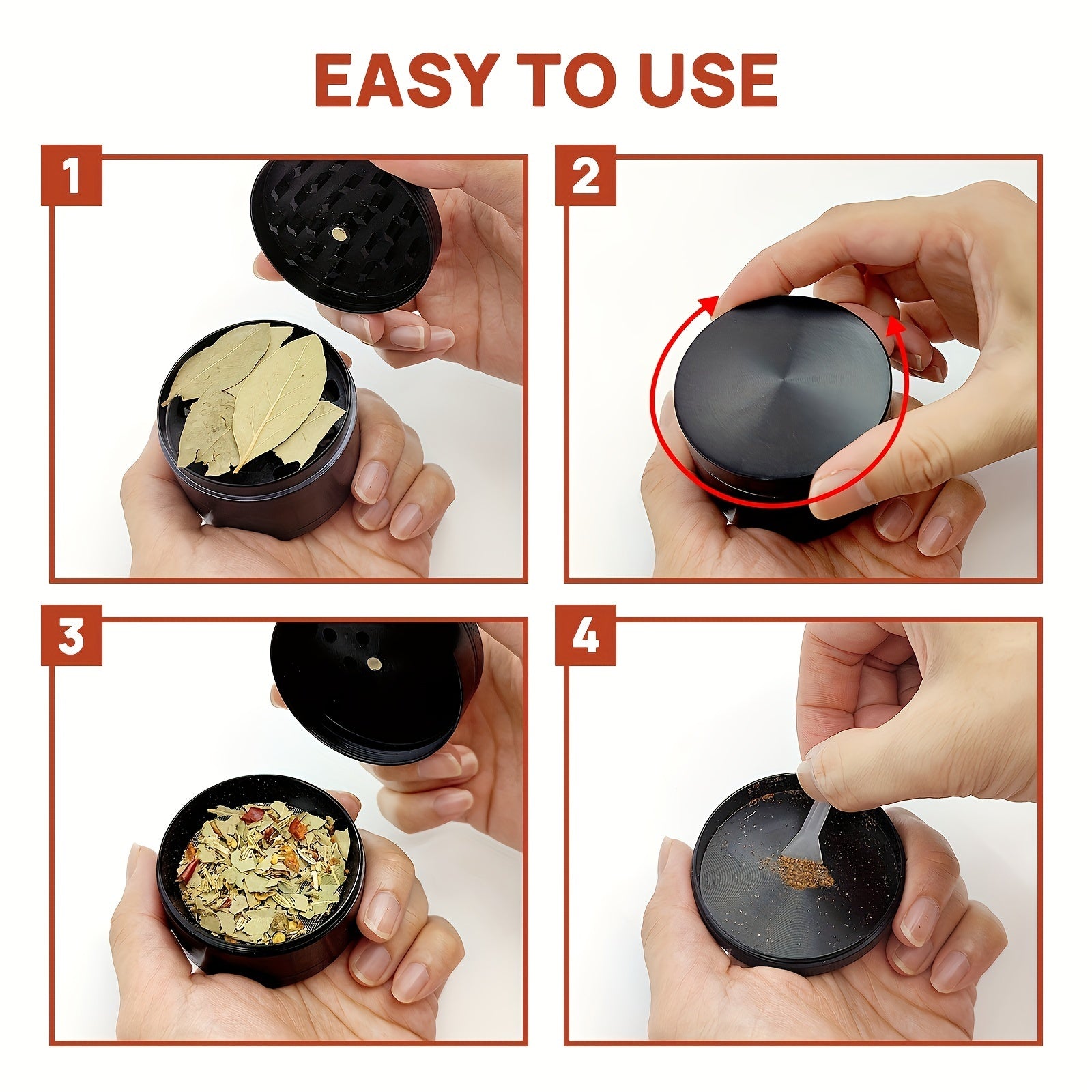 Portable 4-Layer Metal Grinder for Outdoor & Home Cooking