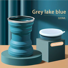 320ML Silicone Folding Cup Outdoor Collapsible Travel Cup With Lids