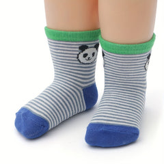 Boys Animal Print Striped Socks Non-slip Cotton Socks for Toddler